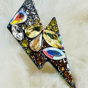 Multicolor Crystal Lightning Bolt Brooch